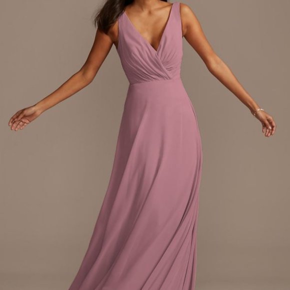 David's Bridal v-neck tank full skirt bridesmaid dress, Quartz, Size 8 - Picture 3 of 3